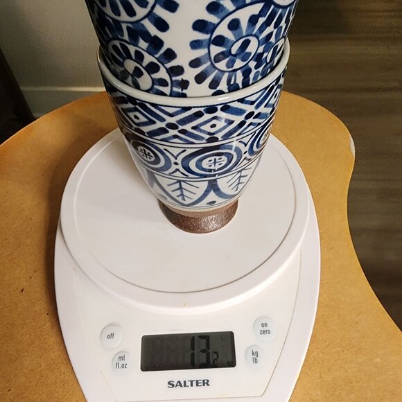 Vintage Japanese Ceramic Teacup Yunomi Blue Design Brown Bottom Sencha TC225 70s - Picture 6 of 6